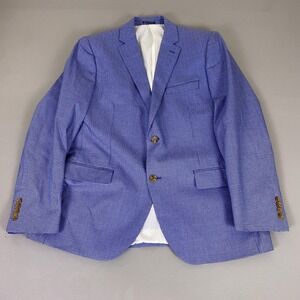 John Bartlett Statements Blazer Jacket Men's 44R Herringbone Blue Sport Coat